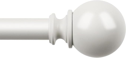 KAMANINA White Curtain Rod for Windows 72 to 144 Inches (6-12ft), 7/8 Inch Long Curtain Rods Adjustable, Single Heavy Duty Drapery Rods 144 inches with Round Finials