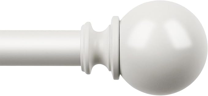 KAMANINA Curtain Rods 32 to 120 Inches (2.6-10ft), 7/8 Inch White Curtain Rods for Windows 66 to 120, Long Adjustable Drapery Rod with Round Finials