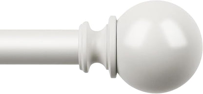 KAMANINA Curtain Rods 32 to 120 Inches (2.6-10ft), 7/8 Inch White Curtain Rods for Windows 66 to 120, Long Adjustable Drapery Rod with Round Finials