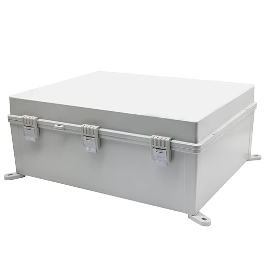 Co. ABS Waterproof IP67 15.75" x 19.68" x 7.87" Hinged Electronics Box with Mounting Plate, and Plastic Cover, Bracket