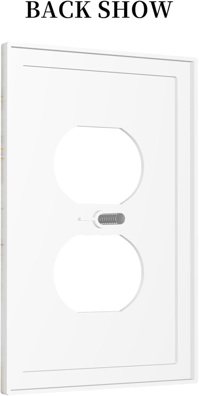 White Grey Gold Marble Simple Tiles Outlet Covers 1 Gang Duplex Light Switch Cover Decorative Switch Plates Electrical Receptacle Faceplate Wall Plate for Bathroom Kitchen Decor