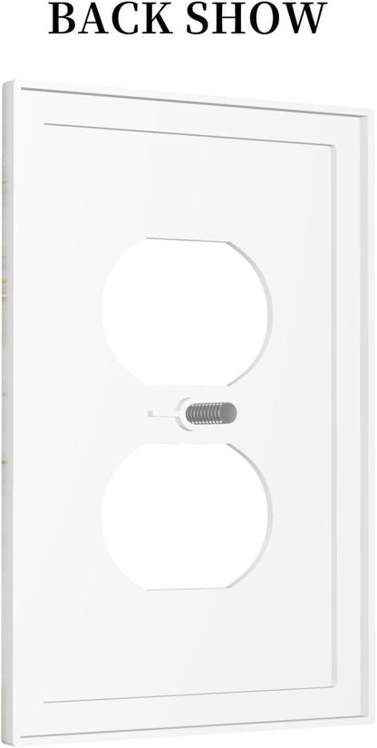 White Grey Gold Marble Simple Tiles Outlet Covers 1 Gang Duplex Light Switch Cover Decorative Switch Plates Electrical Receptacle Faceplate Wall Plate for Bathroom Kitchen Decor
