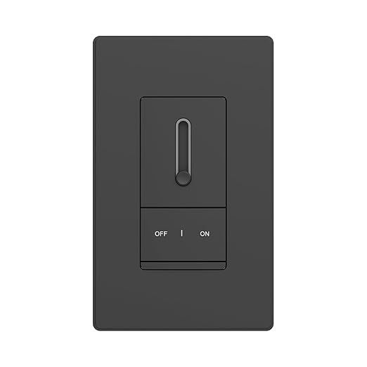 ELEGRP Slide Dimmer Switch for Dimmable LED, CFL and Incandescent Light Lamp Bulbs, Single Pole or 3-Way, Full Control with Preset, Rocker Paddle, Wall Plate Included, UL Listed (1 Pack, Matte Black)