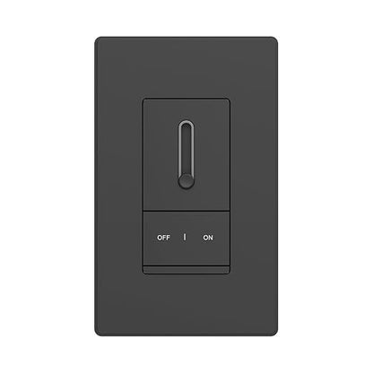 ELEGRP Slide Dimmer Switch for Dimmable LED, CFL and Incandescent Light Lamp Bulbs, Single Pole or 3-Way, Full Control with Preset, Rocker Paddle, Wall Plate Included, UL Listed (1 Pack, Matte Black)