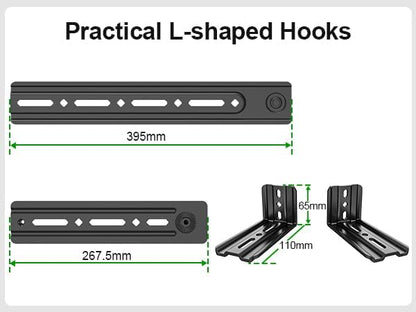 USX MOUNT Soundbar Mount, Sound Bar Mount for Mounting Above or Under TV, Fits Most of Sound Bars Up to 16 Lbs, with Detachable Extension Plates