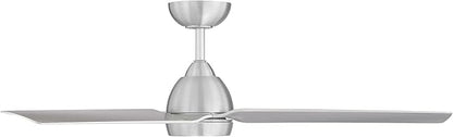 Mocha Indoor/Outdoor 3-Blade Smart Compatible Ceiling Fan 54in Brushed Aluminum with 3000K LED Light Kit and Remote Control with Wall Cradle. Works with iOS/Android, Alexa, and Google Assistant.