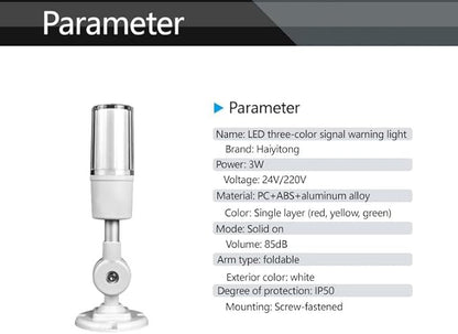 LED Machine Tool Integrated 3-Color Alarm Lamp Indicator Lights 110V Single Lighting Folded Equipment Warning Light