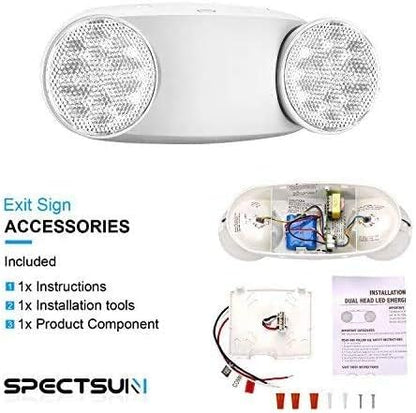 SPECTSUN 10 Pack LED Emergency EXIT Sign Lighting Combo- 120-277V Emergency Exit Lights for Home Power Failure-UL 924 Certified Commercial Emergency Light Fixtures,Ebulb Led Light Bulb