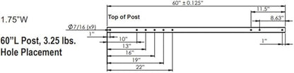 Plasticade Power Post Plastic Sign Post for Parking, Traffic and Property Signs, Reinforced, Lightweight Square Post for Durability and Wind Resistance, 60" x 1.75", 3.25 lbs., Black, Base Not Included