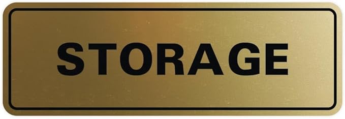 Standard STORAGE Door/Wall Sign - Brushed Gold - Large (5 Pack)