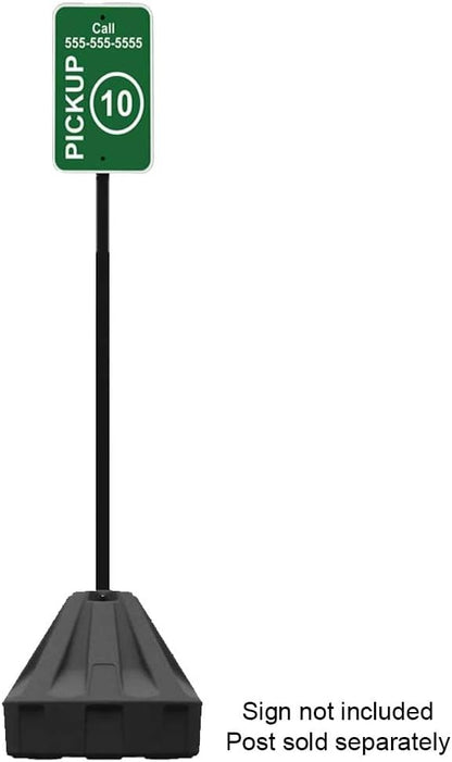 Plasticade Roll-A-Post Portable Sign Post with 72" Power Post Plastic Signpost, Designed for Schools, Sidewalks or Parking Lots, Durable and Resistant to Weathering, Black Base with Black Post