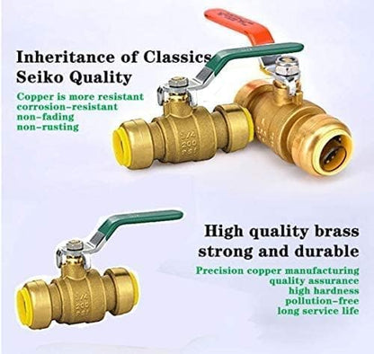 (Pack of 5) AB 3/4 Inch Push to Connect Ball Valve, 3/4 Inch Water Shut Off Valve with Disconnect Clip, Full Port Push Fit Ball Valve for Copper, CPVC,PE-RT and PEX Pipe, UPC Certified