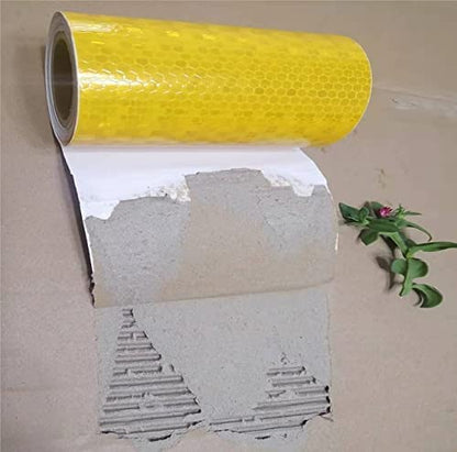 Yellow Reflective Tape 4 inch Wide, Outdoor Waterproof High Visibility Warning Industrial Marking Tape, Safety Stickers (68 feet,5 Rolls)