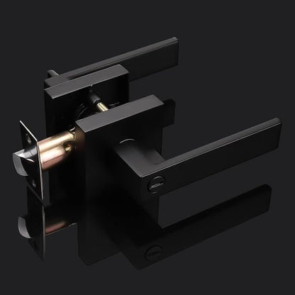 Probrico 4 Pack| Matte Black Square Privacy Door Levers Bed Bath Door Handles, Heavy Duty Interior Keyless Door Locks for Left or Right Sided Doors