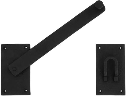 Renovators Supply Manufacturing Black Iron Gate Flip Latch 12" Large Antique Two Sided Flip Locks Rust Resistant Powder Coated Barn Door and Fence Gate Latches with Hardware Pack of 3