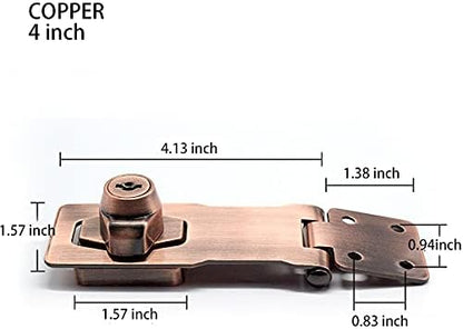 2 Packs Keyed Hasp Locks Twist Knob Keyed Locking Hasp for Small Doors, Cabinets and More,Stainless Steel Steel, Hasp Lock Catch Latch Safety Lock Door Lock with Keys (4inch, Copper)