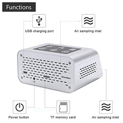 A16 Air Quality Monitor Indoor PM1.0 PM2.5 PM10 Dust Meter TVOC HCHO Pollution Tester 6 Sizes Particle Counter AQI Formaldehyde VOC Detector Home with Data Logger