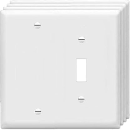Toggle Switch/Blank Wall Plates 2-Gang Switch Outlet Electrical Cover Plate Unbreakable Thermoplastic Faceplate for Light Receptacle Outlet Switch, White (4 Pack)