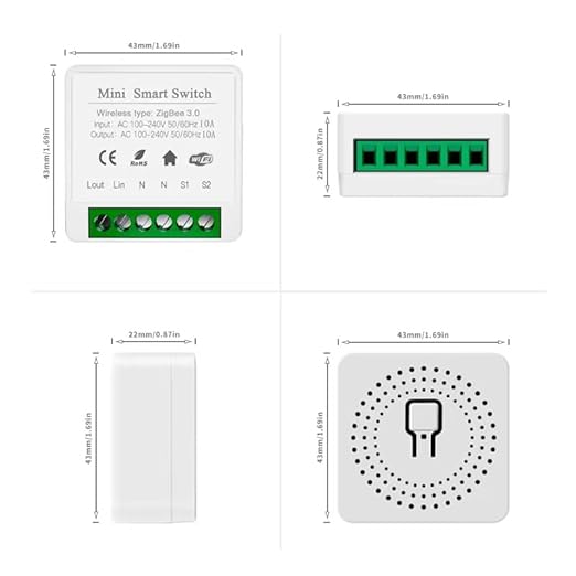 ZigBee3.0 Smart Switch Mini Relay Switch, ZigBee Smart Light Switch Need Zigbee Hub Work with Tuya Smart Life APP Smart Button Scene Remote for Tuya Smart Home Devices (4)