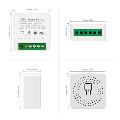 ZigBee3.0 Smart Switch Mini Relay Switch, ZigBee Smart Light Switch Need Zigbee Hub Work with Tuya Smart Life APP Smart Button Scene Remote for Tuya Smart Home Devices (4)