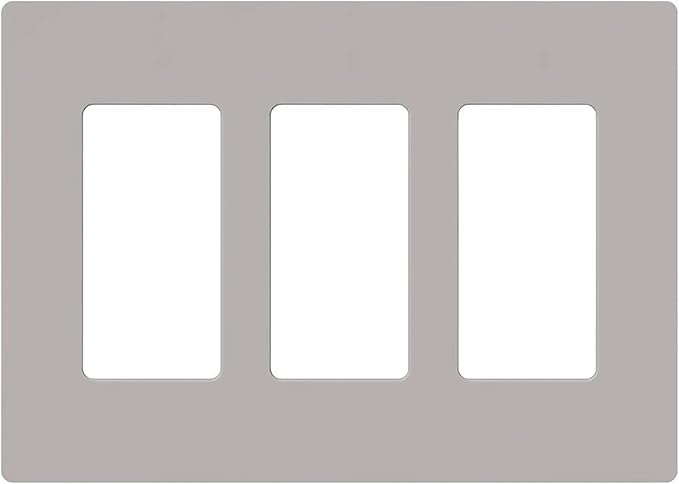 Lutron Claro Light Switch Cover Plate, 3 Gang Wallplate, for Decorator Light Switches, Rocker Light Switch Cover, Outlet Cover, Screwless Switch Plate Cover, Gloss, CW-3-GR, Gray
