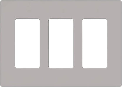 Lutron Claro Light Switch Cover Plate, 3 Gang Wallplate, for Decorator Light Switches, Rocker Light Switch Cover, Outlet Cover, Screwless Switch Plate Cover, Gloss, CW-3-GR, Gray
