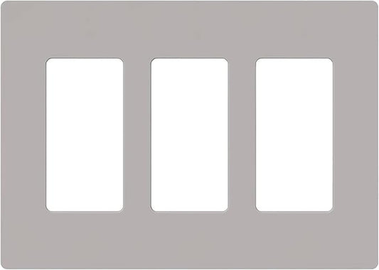 Lutron Claro Light Switch Cover Plate, 3 Gang Wallplate, for Decorator Light Switches, Rocker Light Switch Cover, Outlet Cover, Screwless Switch Plate Cover, Gloss, CW-3-GR, Gray