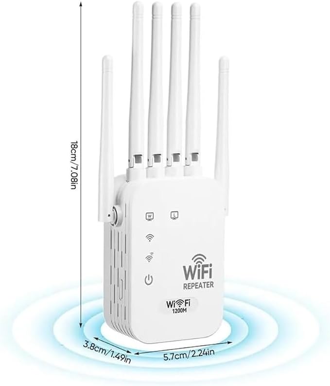 1200M WiFi Extender 6-Antenna Strong Signal, Directional WiFi Antenna Signal Booster and Amplifier, Wireless Repeater Extender with Ethernet Port for PC, Outdoor Coverage, Enhanced Network Range(1pc)