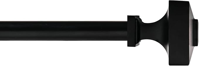 Deco Window Adjustable Curtain Rod for Windows 44 to 120 Inch (Pack of 1) Extendable Heavy Duty 3/4 Inch Iron Drapery Pole with Finials Wall Mounted French Door Curtain Rods (Black)