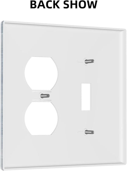 Decorative Outlet Covers Rustic Blue White Daisy Ink Flower 2 Gang Light Switch Cover Plate Single Toggle Duplex Wall Plates for Electrical Outlets Switch Plate Covers for Bedroom Home Decor