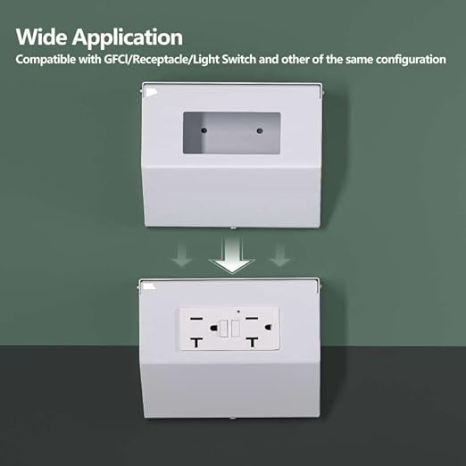 Under Cabinet GFCI Safety Outlet, 20 AMP, Self-Testing, Wall Distribution Box (White-E)