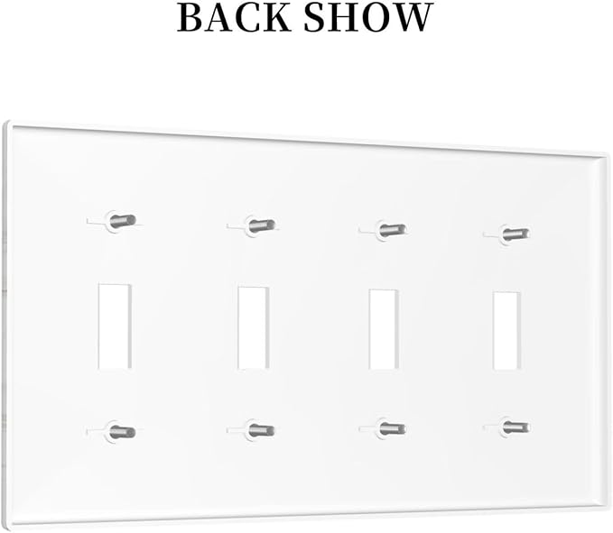 Light Switch Cover Plate Gray Gold Marble Abstract Modern Luxury 4 Gang Quad Toggle Wall Plate Electrical Outlet Cover Decorative Switch Plate Covers for Bedroom Home Decor