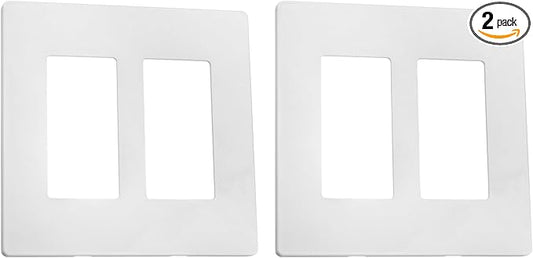 2-Gang Decora Screwless Wall Plate 80309-SW,Child Safe Outlet Cover 80309-SW,Screw Smooth Face Switch Plates Screwless Wall Plate 2-Gang Receptacle Outlet Cover 2 Pack