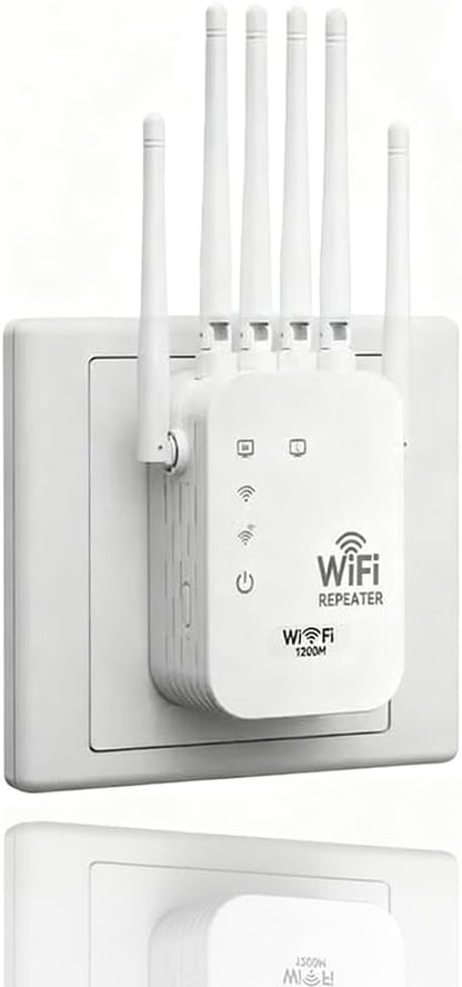 1200M WiFi Extender 6-Antenna Strong Signal, Directional WiFi Antenna Signal Booster and Amplifier, Wireless Repeater Extender with Ethernet Port for PC, Outdoor Coverage, Enhanced Network Range(1pc)