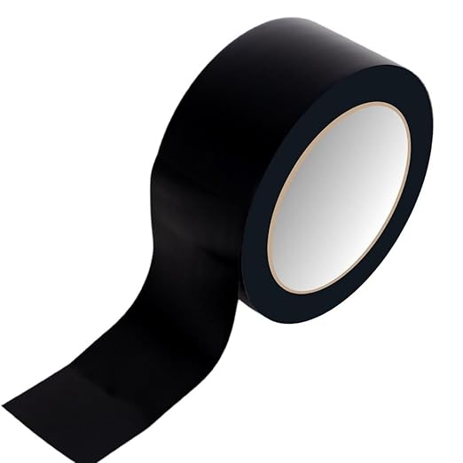 GTSE 2 inch x 108 ft Black PVC Vinyl Floor Tape, 48 Rolls, Safety Marking Tape, 6 mil Thick, Suitable for Dance Floors, Gyms, Warehouses, Sports Facilities