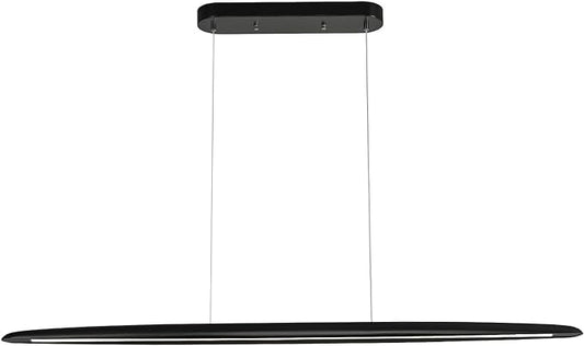 39" Wood LED Linear Pendant Light Black Linear Pendant Dinning Room Hanging Lights LED Dimmable Chandeliers 24w for Dining Room Pool Table Lights Kitchen Island Light Black