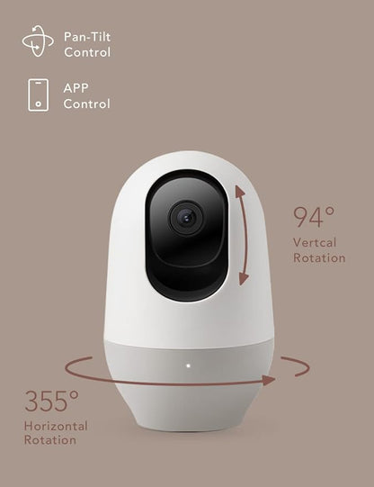 Nooie Baby Monitor, WiFi Pet Camera Indoor, 360-degree Wireless IP Camera, 1080P Home Security Camera, Motion Tracking, Super IR Night Vision, Works with Alexa, Two-Way Audio, Motion & Sound Detection