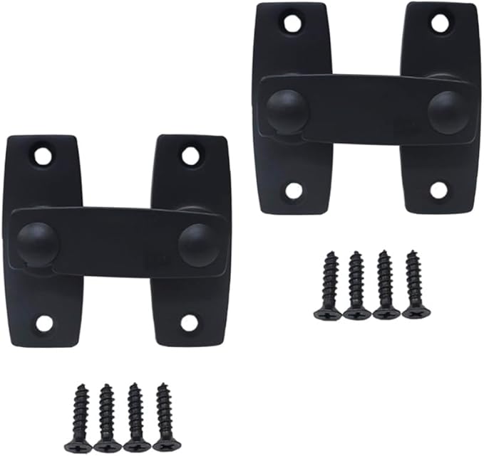 QCAA 2.5" x 2.65", Large, Heavy Forged Solid Brass Door Latch, 180 Degrees Flat Surface Mounting Door Latch Buckle for Doors & Windows, Matte Black, 2Pack, Made in Taiwan