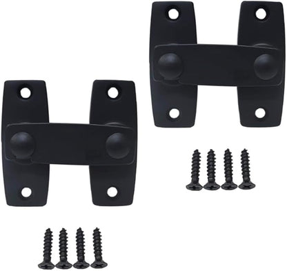 QCAA 2.5" x 2.65", Large, Heavy Forged Solid Brass Door Latch, 180 Degrees Flat Surface Mounting Door Latch Buckle for Doors & Windows, Matte Black, 2Pack, Made in Taiwan