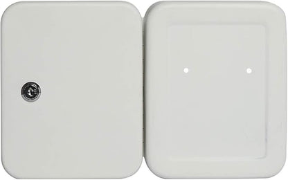 Jssmst Key Lock Box Wall Mount Security Key Storage Box, Locking Key Cabinet Wall Mount with 20 Key Hooks & Tags Key Labels, 7.87 x 6.3 x 2.95 inches, White Matt