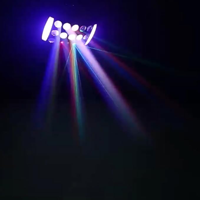 DJ Lights Party Light, Stage Disco Light 4 in 1 RGBW Derby Beam, Led Strobe, Remote & DMX Control Perfect for Wedding Bar Club Disco Party Festival Stage & DJ Lighting, Black