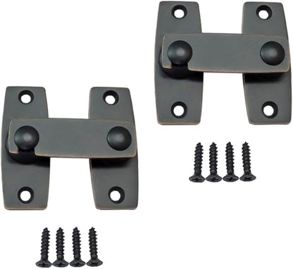 QCAA 2.5" x 2.65", Large, Heavy Solid Forged Brass Door Latch, 180 Degrees Flat Surface Mounting Door Latch Buckle for Doors & Windows, Aged Classic Bronze, 2 Pack, Made in Taiwan