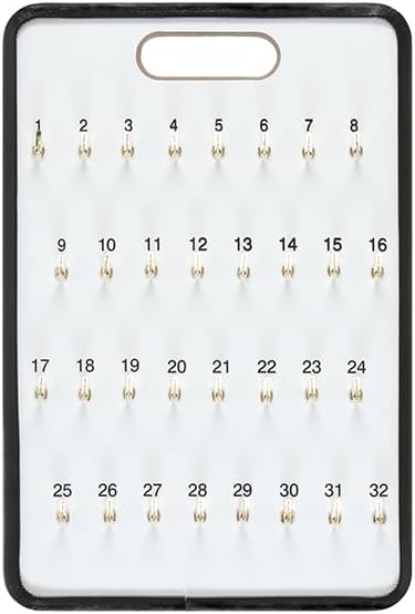 Masonite Key Holder Wall Mount with 32 Spring-Lock Hooks 13-1/2" × 20" – Wall Mounted Key Organizer Board with Metal Trim and Handle – Dealership, Office, Garage Key Rack Cabinet - Pack of 1