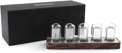 Nixie Tube Clock with Wi-Fi SYNC, Alarm & Timer, 12/24H Display, No Assembly Required - A Retro Gift for Friends (Wood Grain)