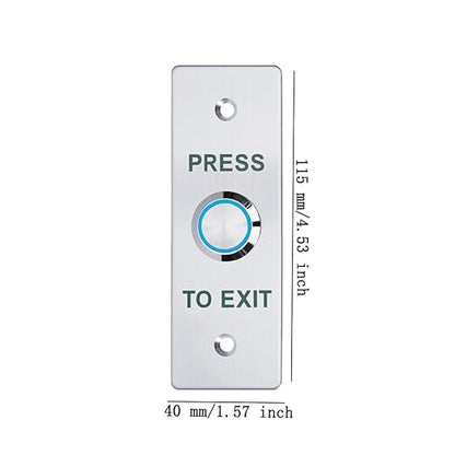 Push to Exit Button，12V DC Push to Exit Switch with LED Light, IP67 Waterproof,NC/NO/COM Outputs, Surface Mount Request-to-Exit Device for Access Control Systems (115X40-B)