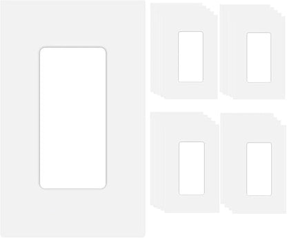 20 Pack 1-Gang Screwless Decorator Wall Plate Cover Switch Outlet Electrical Faceplate for Light Switche, Smart Switch, Receptacle, Dimmers, USB Outlet, GFCI, Child Safe Cover Plate, White