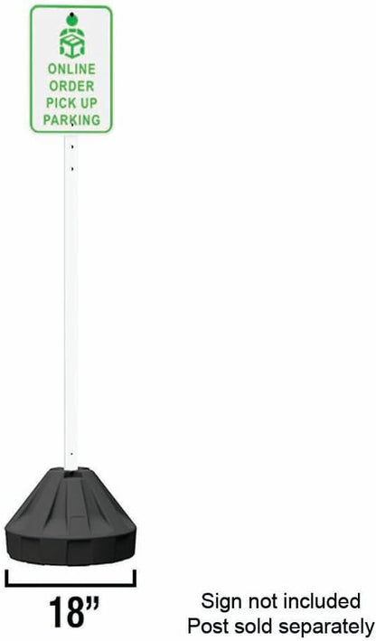 Plasticade Roll-A-Post Portable Sign Post with 60" Power Post Plastic Signpost, Designed for Schools, Sidewalks or Parking Lots, Durable and Resistant to Weathering, Black Base with White Post