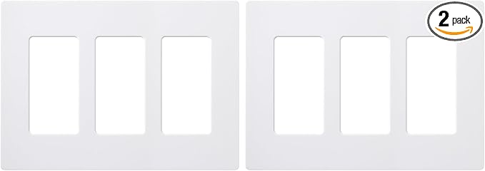 Lutron Claro 3 Gang Decorator/Rocker Wallplate, Gloss, White (1-Pack) | CW-3-WH (Pack of 2)