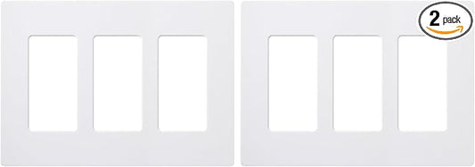 Lutron Claro 3 Gang Decorator/Rocker Wallplate, Gloss, White (1-Pack) | CW-3-WH (Pack of 2)