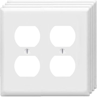 Duplex Outlet Cover Wall Plates 2-Gang Switch Outlet Electrical Cover Plate Unbreakable Thermoplastic Faceplate for Light Receptacle Outlet Switch, White (4 Pack)